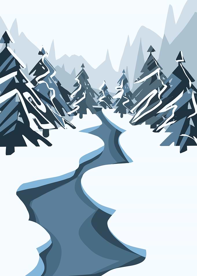 Winter Landscape with River and Trees