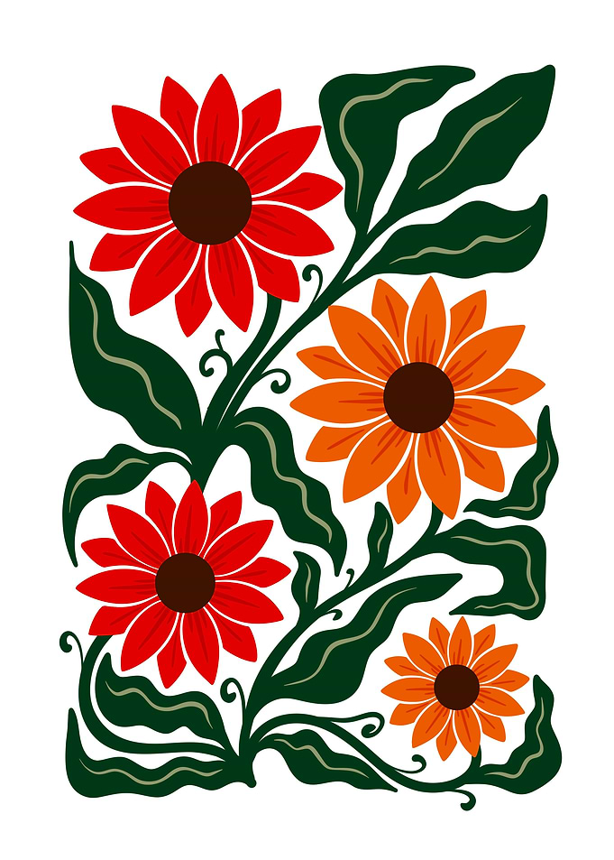 Floral Arrangement with Red and Orange Flowers