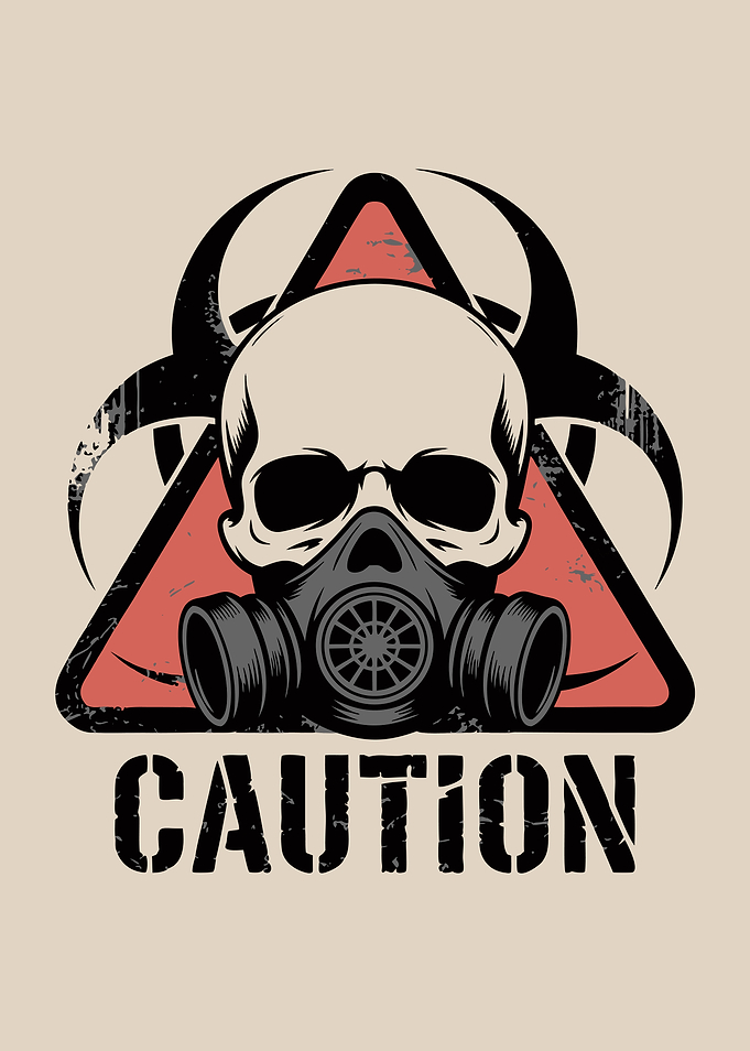 Caution Skull Gas Mask Biohazard Symbol