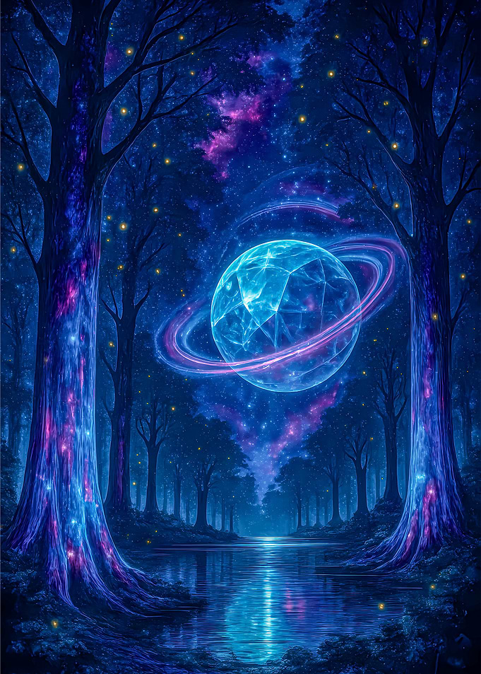 Enchanted Forest with Celestial Orb