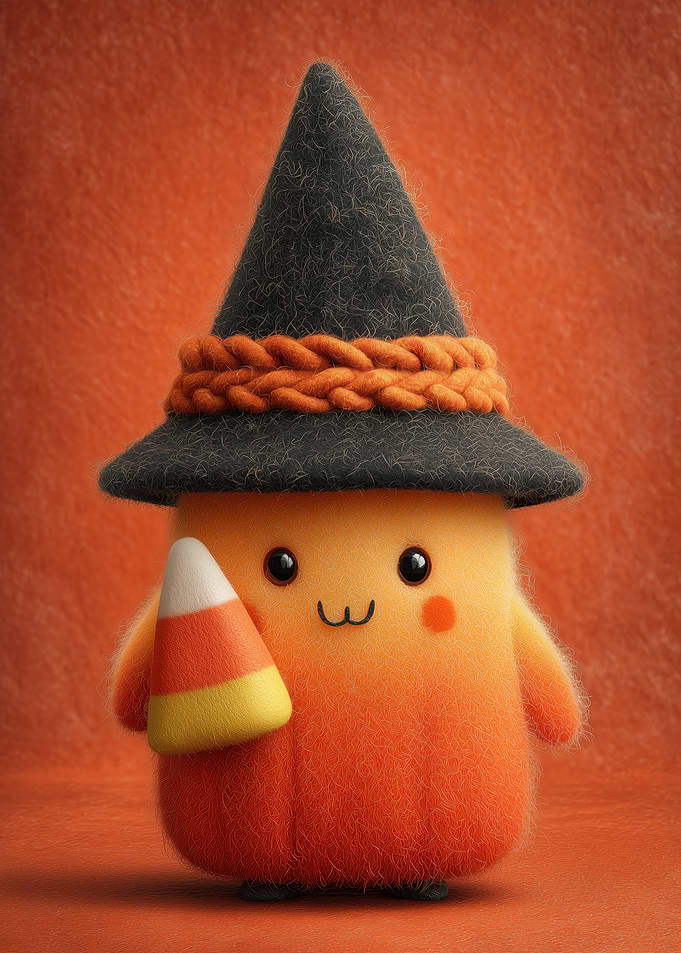 Cute Halloween Witch with Candy Corn