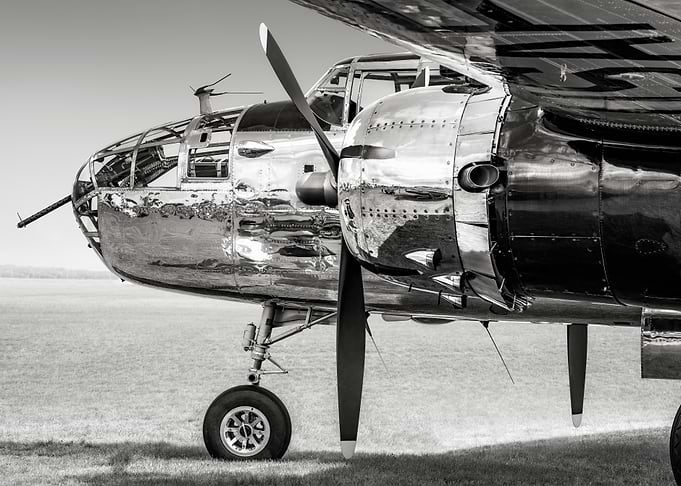 Monochrome Vintage Airplane Close-Up