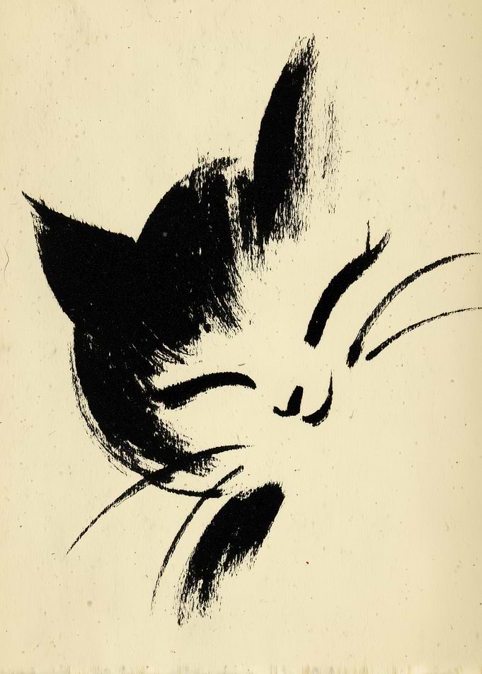 Abstract Cat Ink Drawing