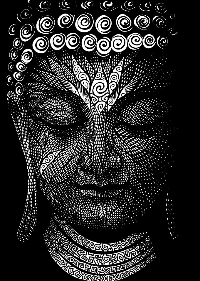 Buddha Black and White Art