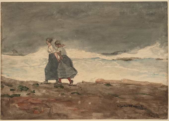 Two Women Walking by the Sea