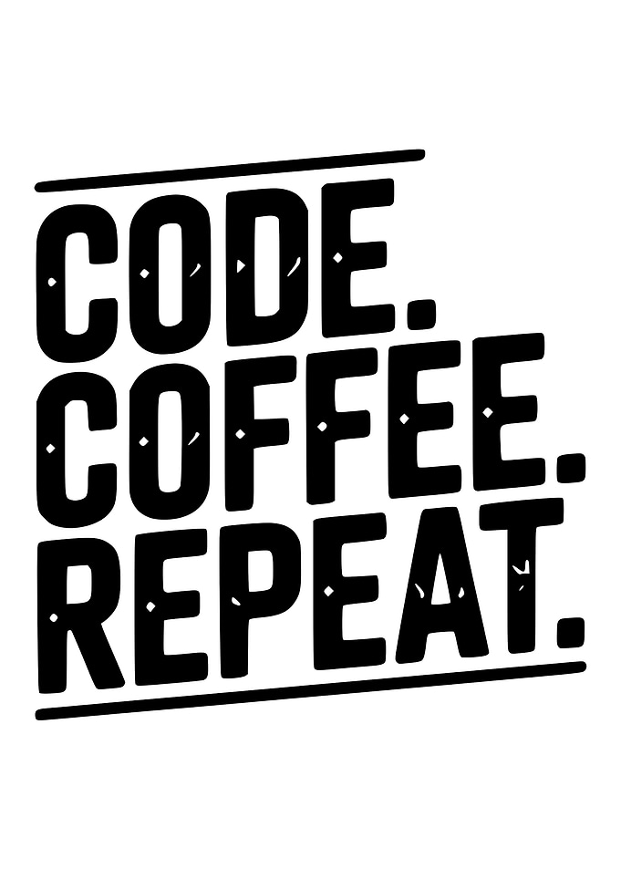 Code Coffee Repeat Black and White