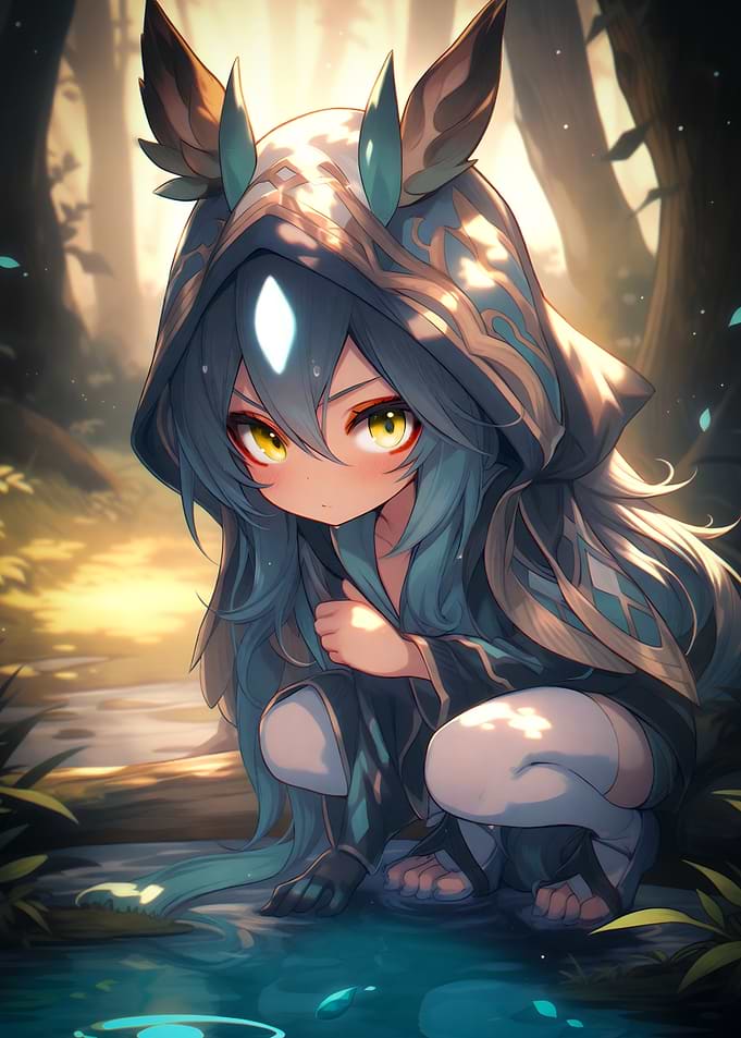 Anime Druid Girl in the Forest
