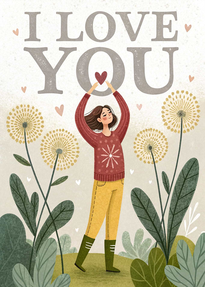 I Love You Illustration with Heart