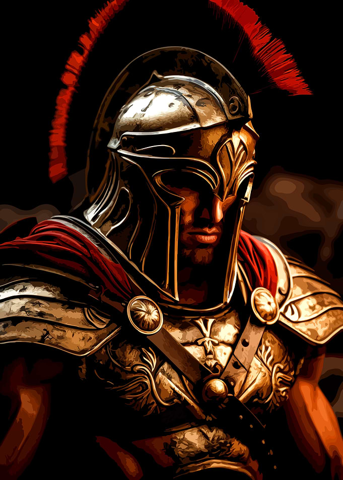Spartan Warrior in Golden Armor