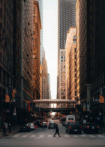 Urban Cityscape with Pedestrian Crossing