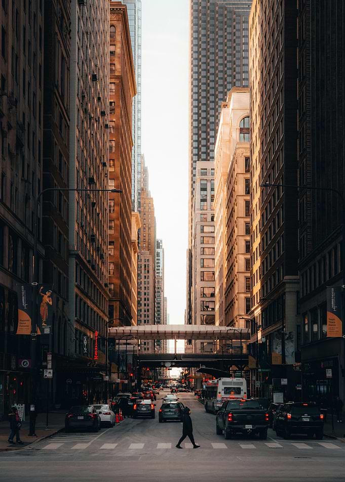 Urban Cityscape with Pedestrian Crossing