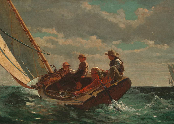 Boys Sailing, Winslow Homer Painting