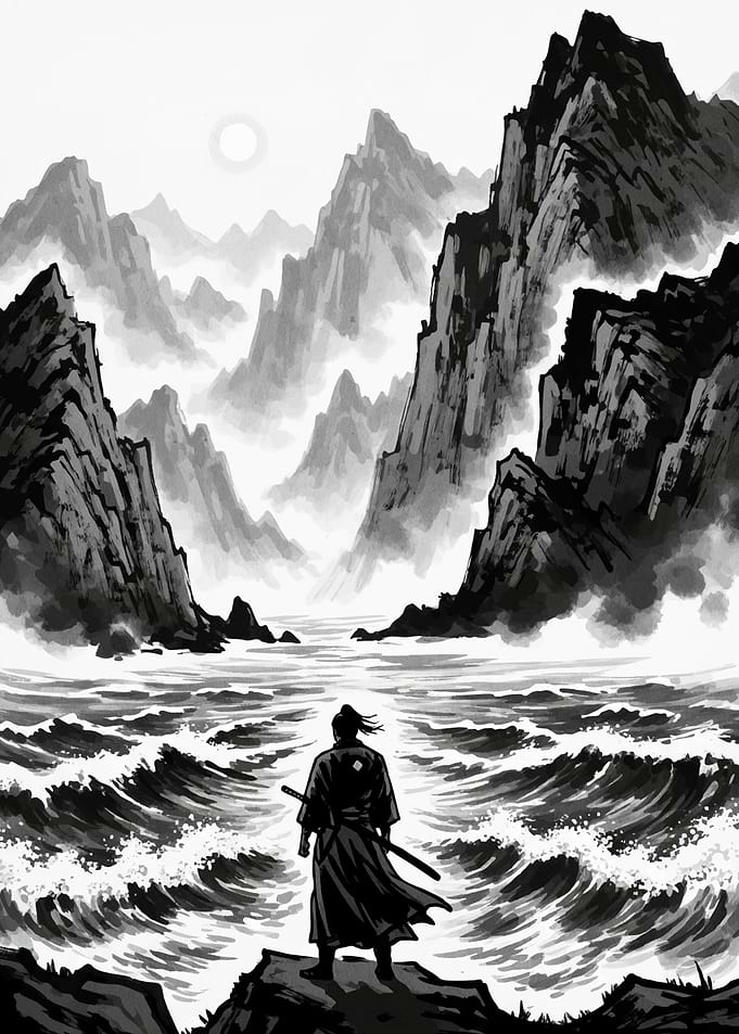 Samurai at Sea Ink