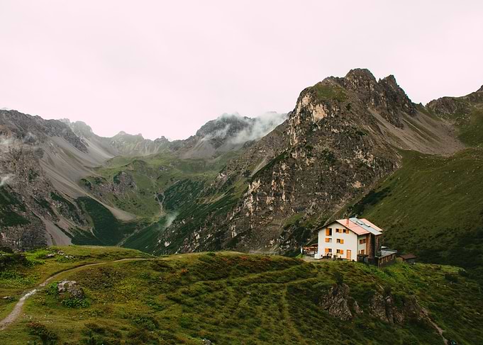 Mountain house landscape