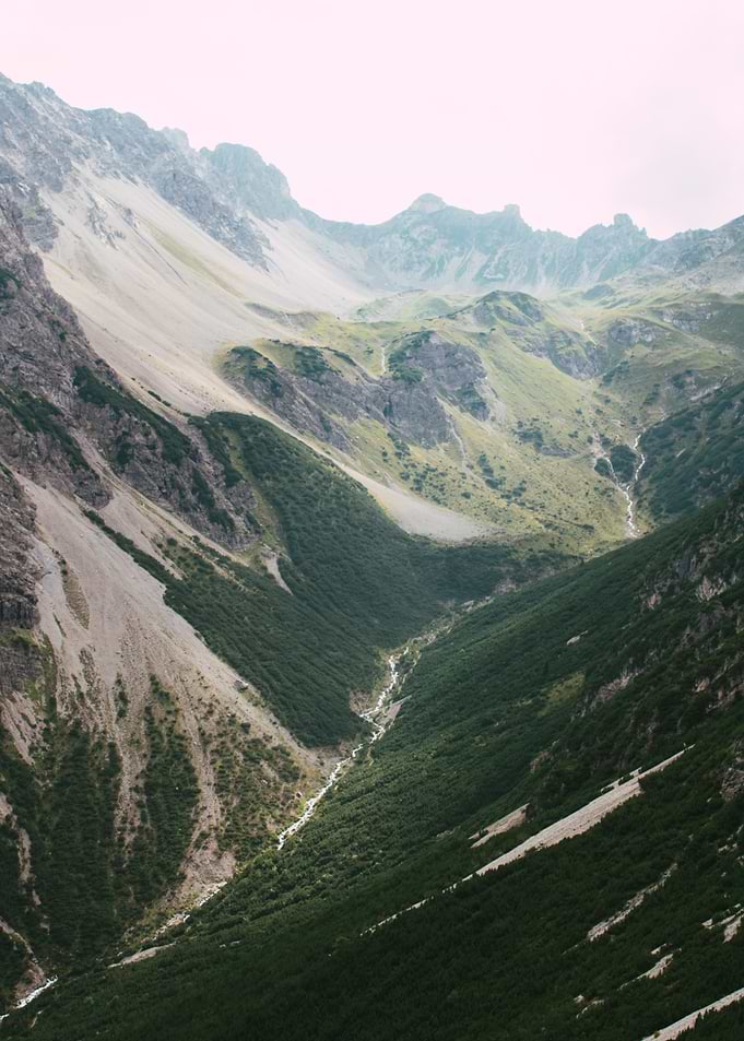 Mountain Valley Landscape with Stream
