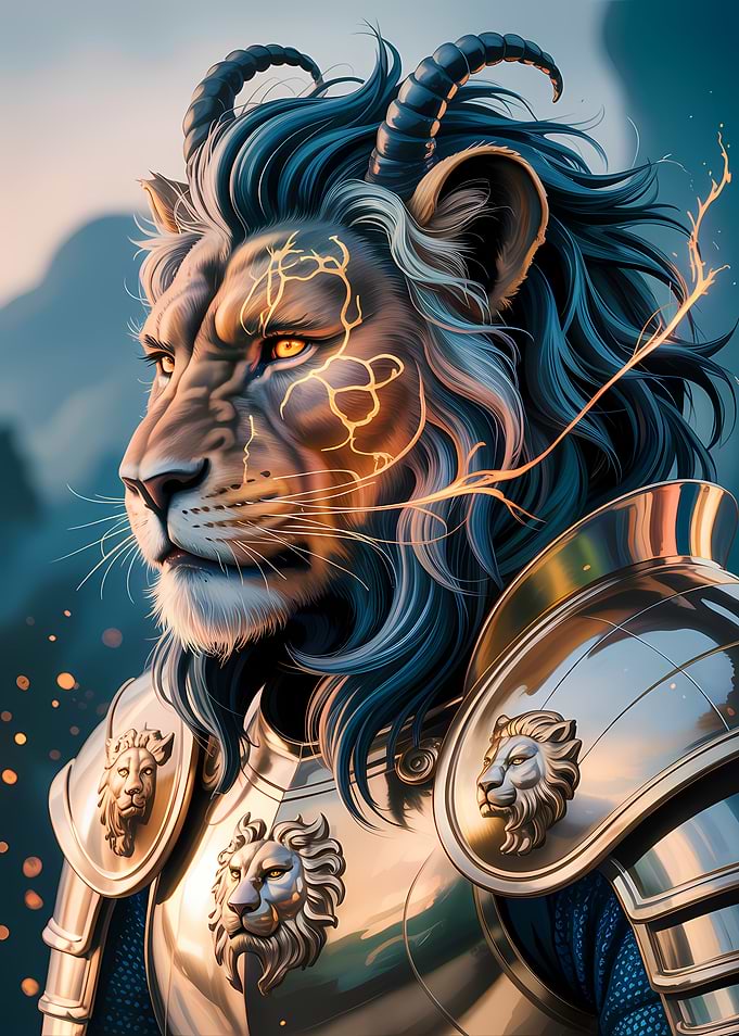 Armored Lion with Horns