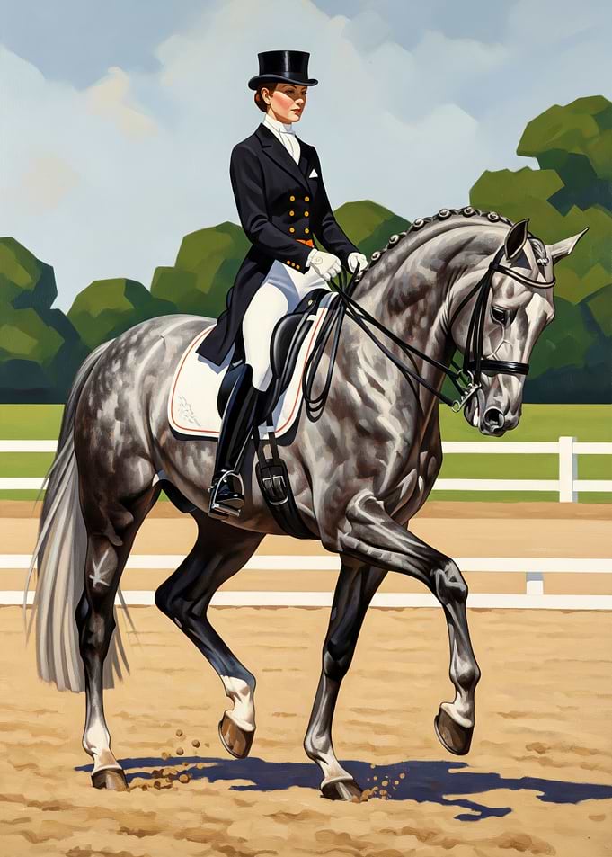 LA PRÉCISION DU DRESSAGE (The Dressage Precision) - Original Art Deco Artwork