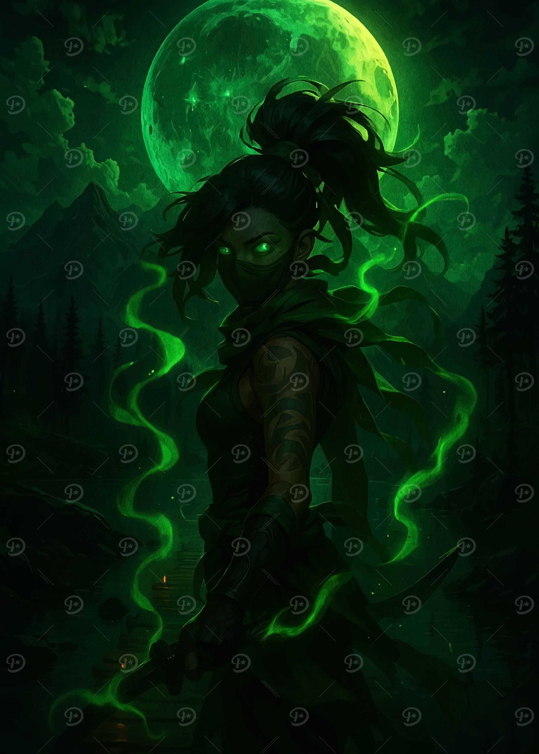 Green Ninja in Moonlight