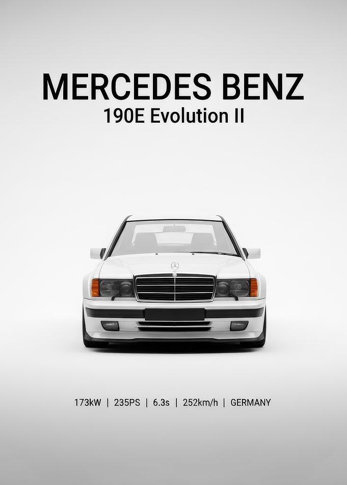 white Mercedes Benz 190E Evolution II