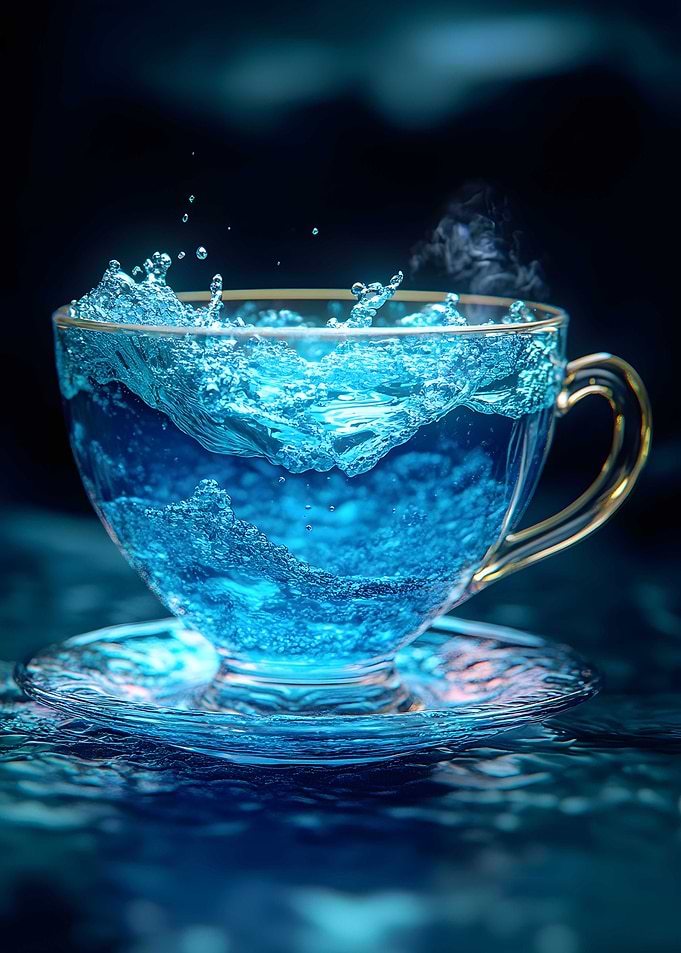 A teacup holds an entire miniature ocean within. 2