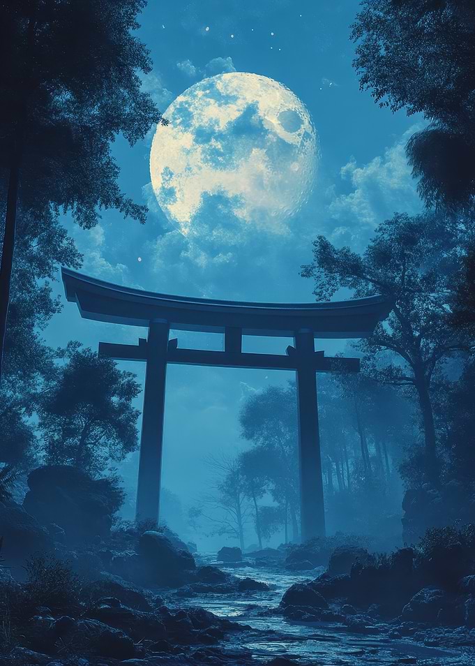 Torii Gate Under Moonlight