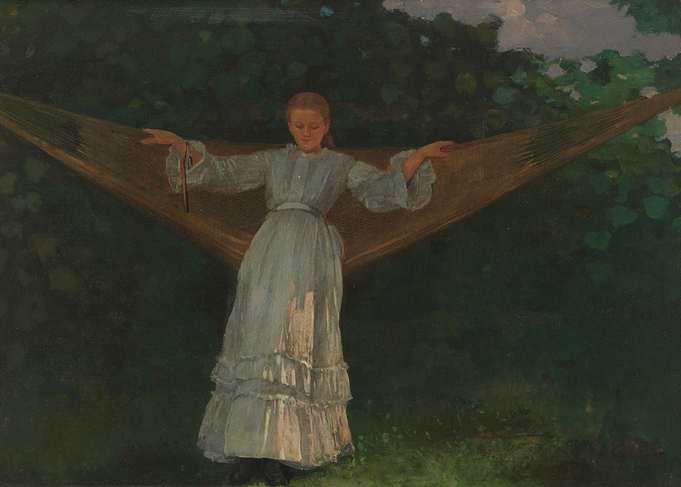 Girl in Hammock Painting