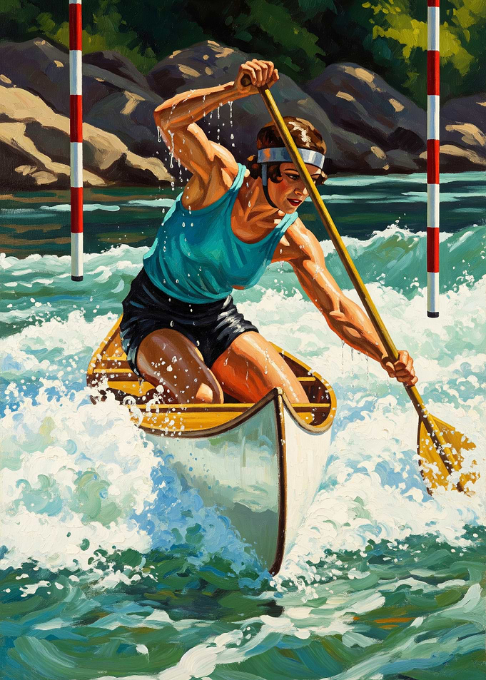 LA MANŒUVRE DU CANOË (The Canoe Maneuver) - Original Art Deco Artwork