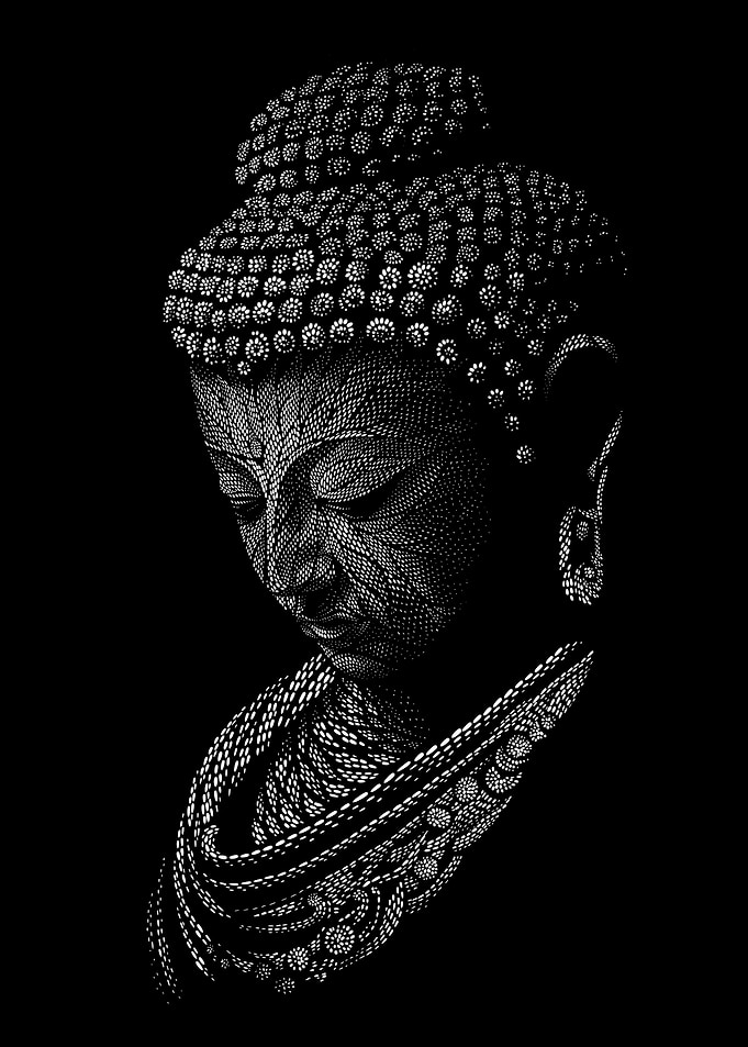 Buddha Portrait in Black and White