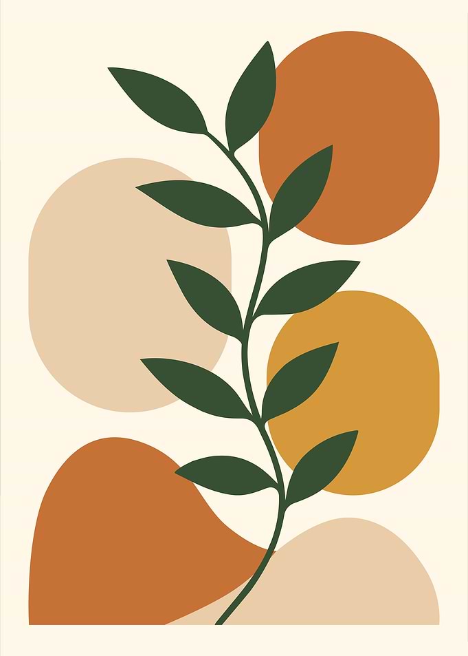 Abstract Botanical Art with Geometric Shapes