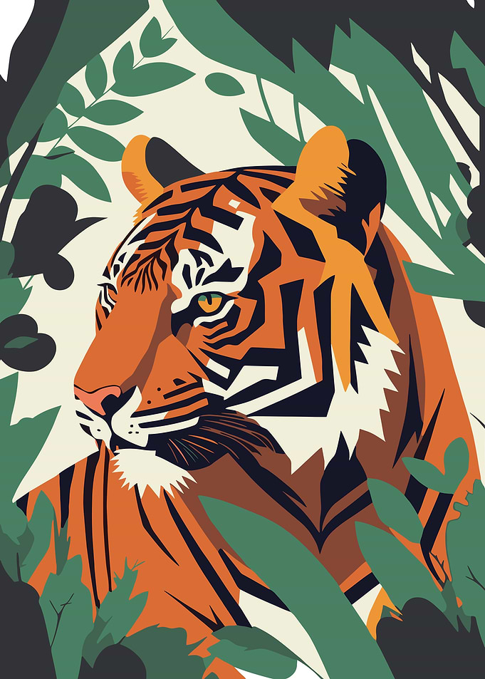 Tiger in Jungle Illustration