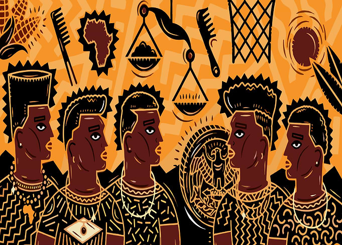 Black Men with Afrocentric Symbols