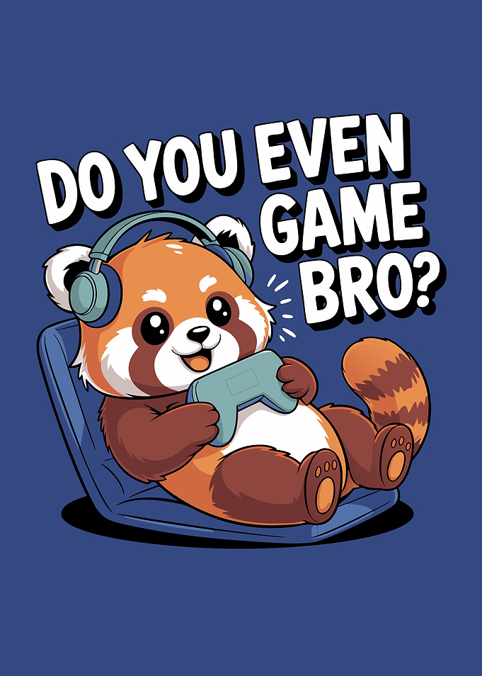 Red Panda Gamer Cartoon Illustration