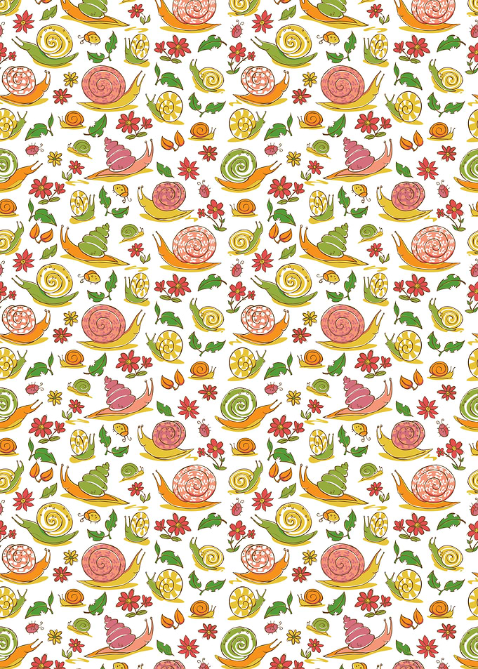 Colorful Snail and Flower Pattern