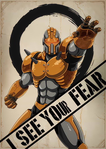 Armored Warrior with Bold Text