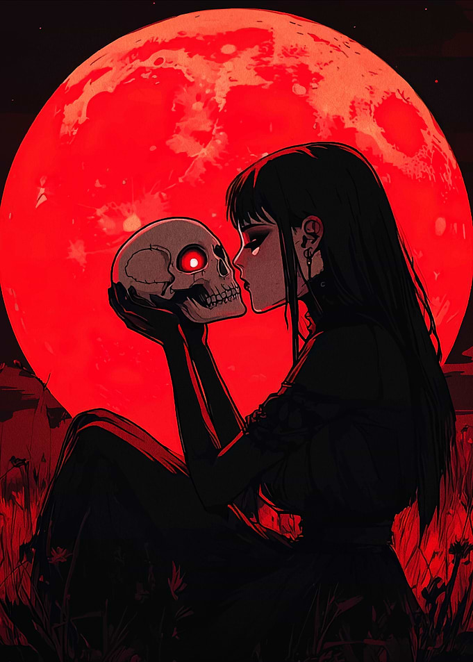Red Moon Skull Kiss