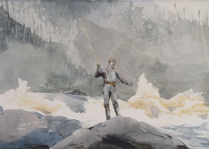 Watercolor Painting of a Fisherman