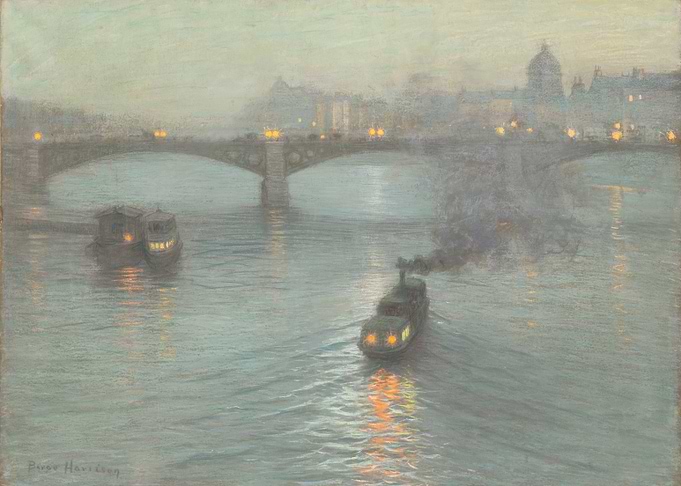 Parisian River Scene at Dusk