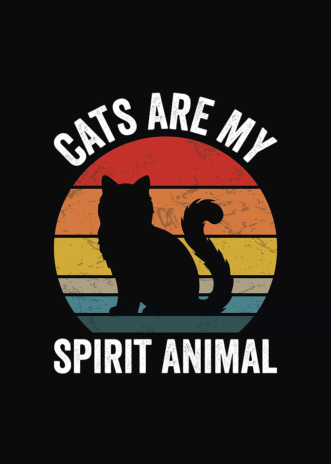 Cats Are My Spirit Animal Retro Design