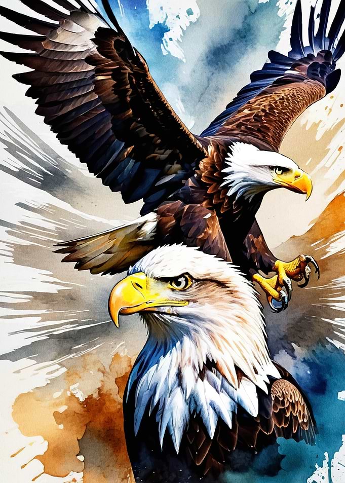 Majestic Eagles Watercolor