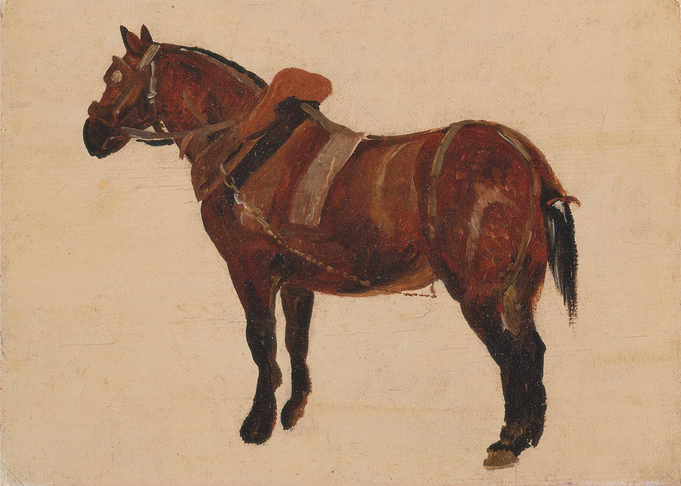 Brown Horse with Saddle Painting