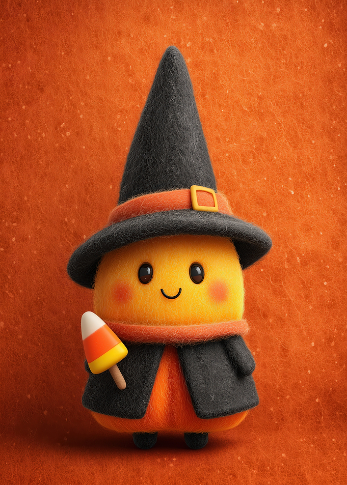 Cute Halloween Witch Candy Corn Character