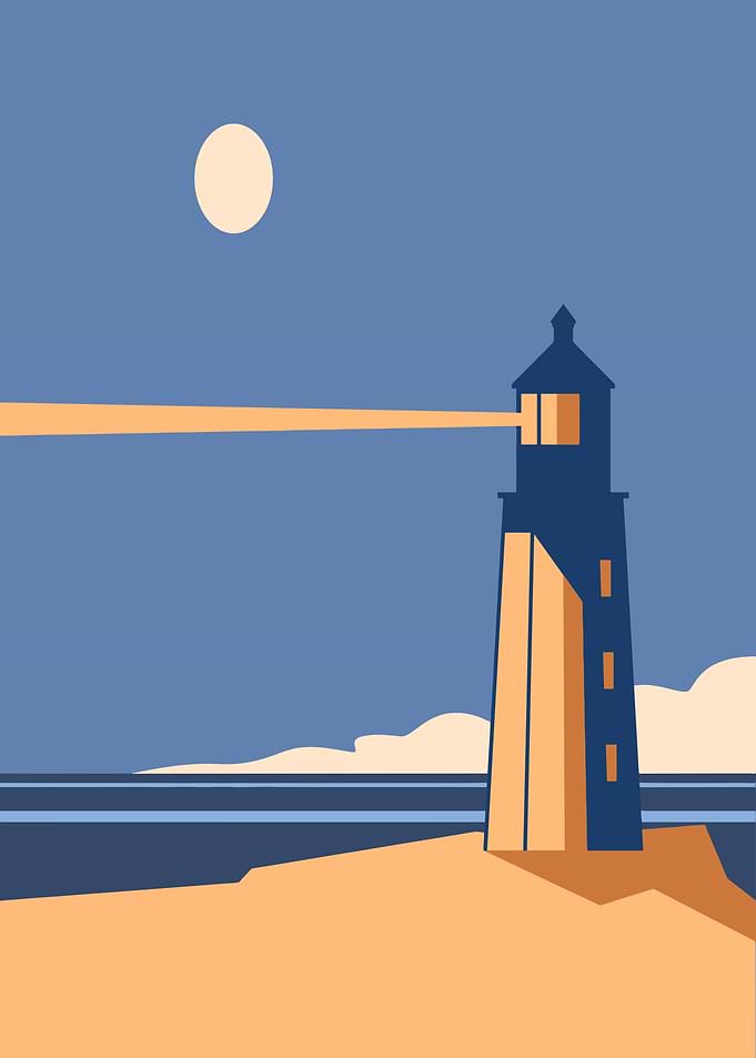 Lighthouse at Night Minimalist Art
