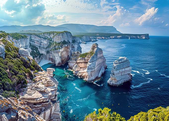 Coastal Cliffs at the Sea Corsica Bonifatio France