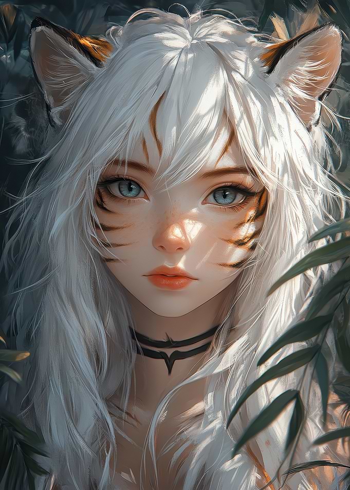 Anime Girl with Tiger Features