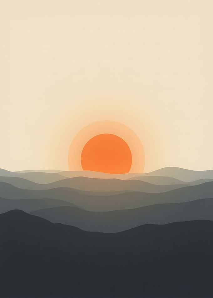 Minimalist Sunset Over Mountain Landscape