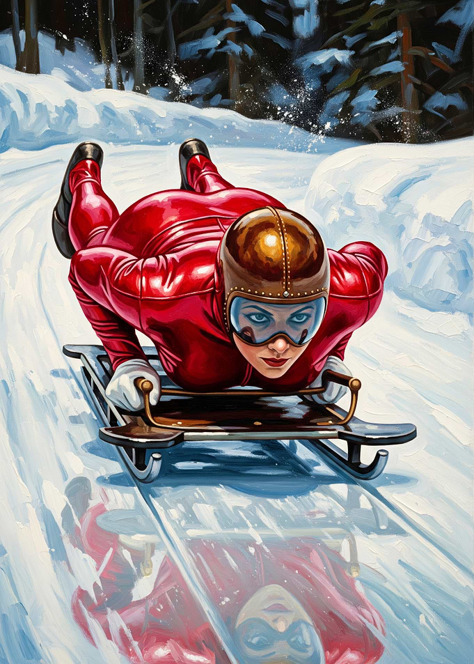 LA DESCENTE EN SKELETON (The Skeleton Descent) - Original Art Deco Artwork
