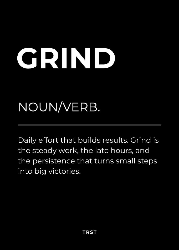 Grind – Minimalist Black & White Motivational Definition Wall Art