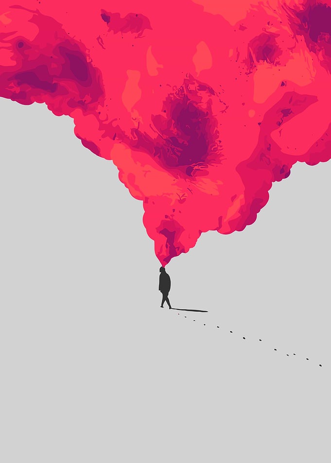 Silhouette with Red Cloud
