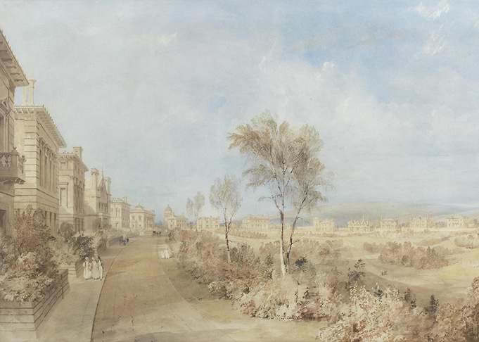 Victorian Era Street Scene Painting