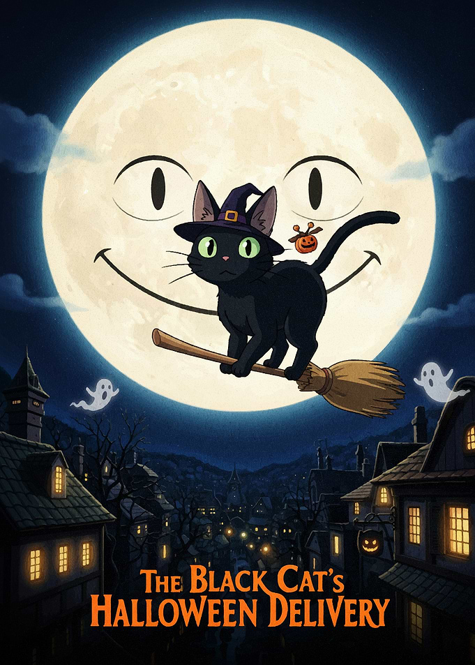 Black Cat's Halloween Delivery